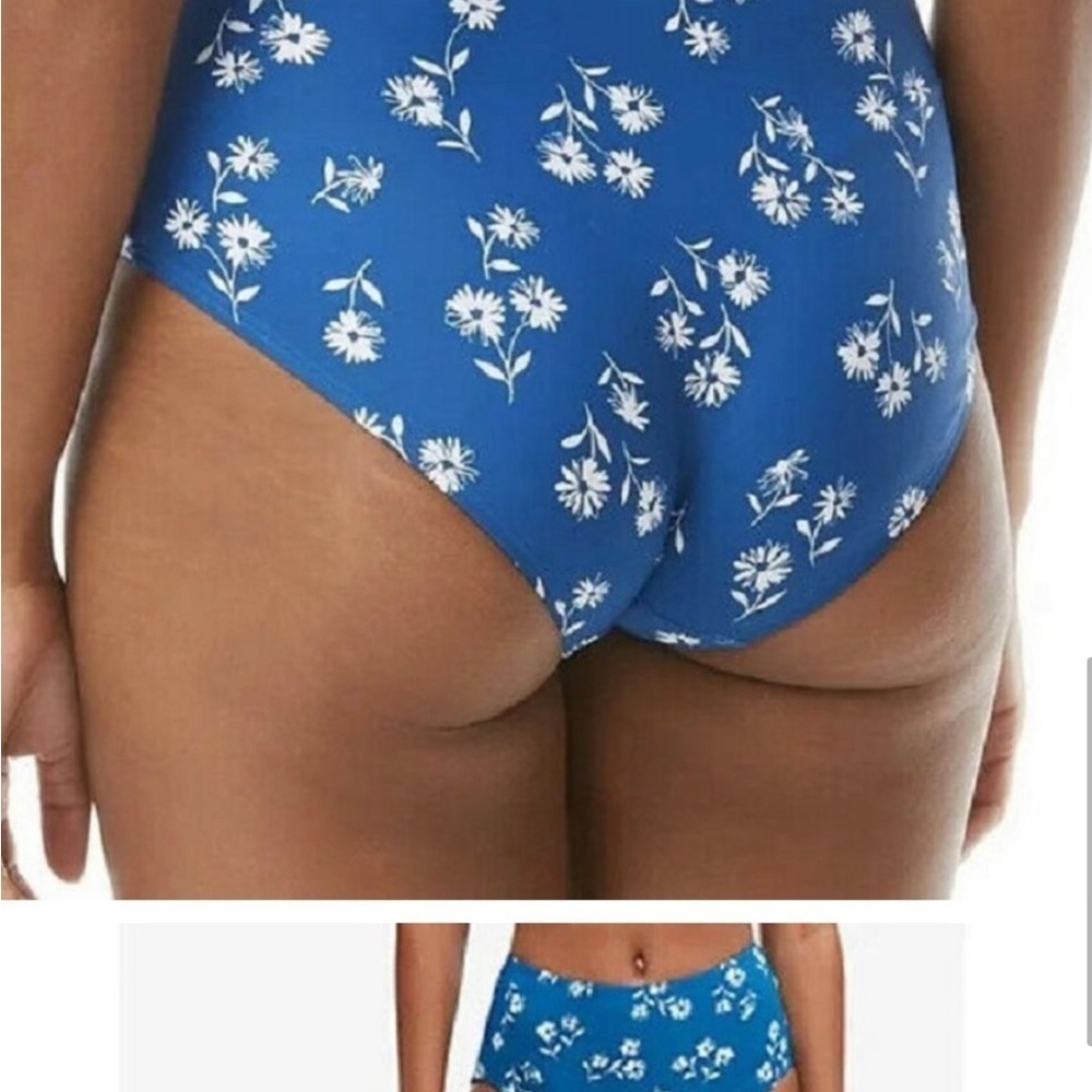 Kate Spade women’s Macaw Blue L Bikini Bottom Cruze blue white team boho floral - Picture 2 of 7